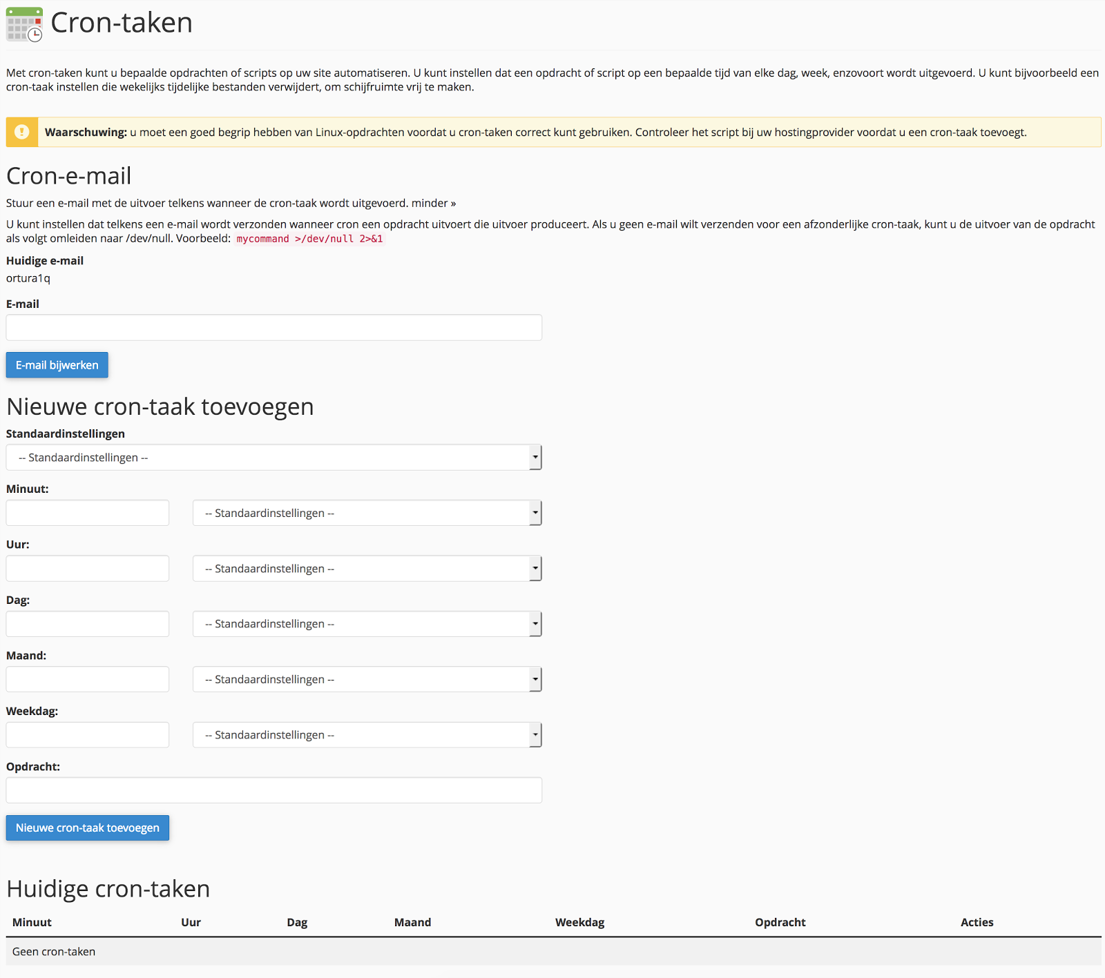 Cron-taken pagina