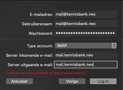 Account instellingen invoeren
