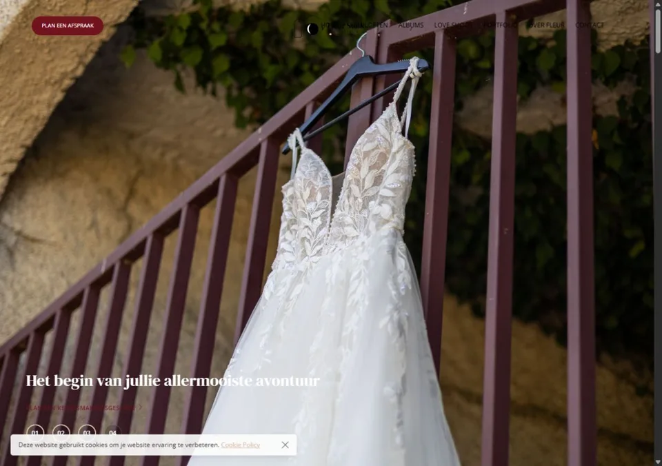 Screenshot van de website van Fleur Stolk Fotografie